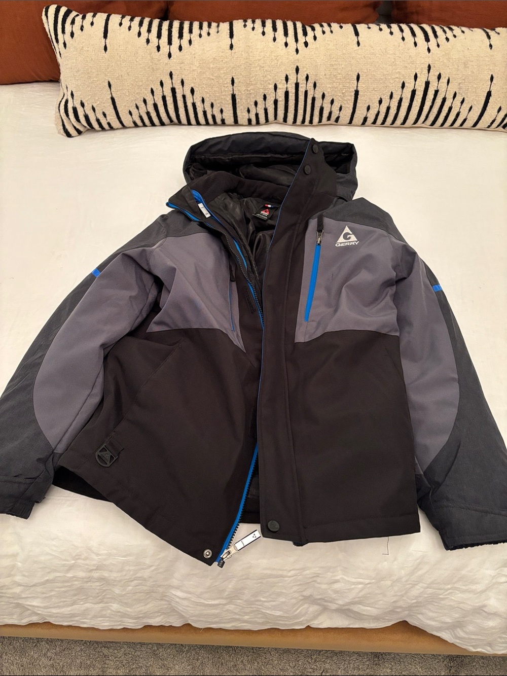 Gerry Weber Kids Black and Gray Puffer Jacket with Blue Trim